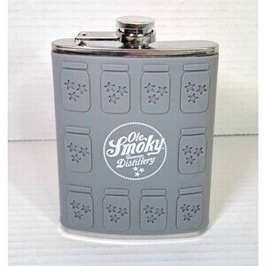 Ole Smoky Tennessee Distillery Stainless Steel Flask Gray Silicone Jar Mold 8oz